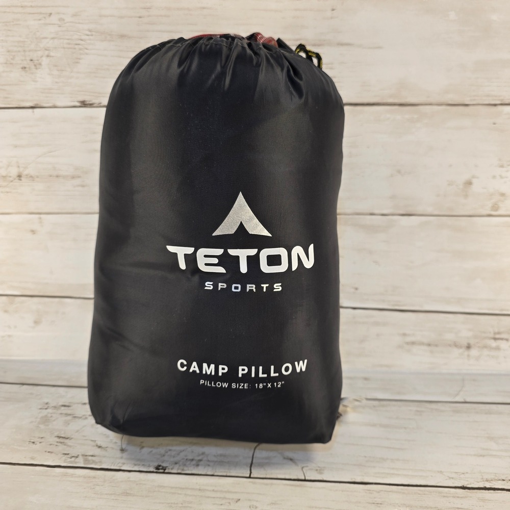 Teton Sports XL Camp Pillow 18x12 Red Plaid Flannel Compressible Travel Pillow